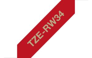 TZERW34 BROTHER PTOUCH RIBBON 12MM X 4M GOLD ON WINE RED