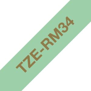 TZERM34 BROTHER Gold On Mint Green Printer Ribbon 12mm x 4m - TZERM34