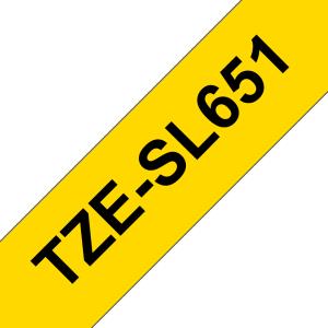 TZESL651 BROTHER TZESL651 24mm Black on Yellow Self Laminating Tape