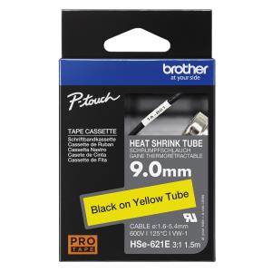 HSE621E BROTHER HSE-621E 9mm Black on Yellow Heat Shrink Tube