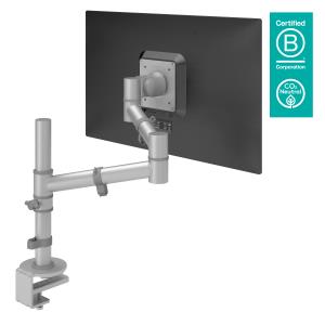 48.122 Dataflex Viewgo single monitor arm - silver - desk clamp and bolt through mounts - depth adjustment