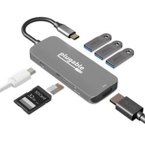 USBC-7IN1 PLUGABLE TECHNOLOGIES USB C HUB MULTIPORT ADAPTER, 7-IN-1 HUB (4K HDMI, 3 USB 3.0, SD & MICROSD CARD R