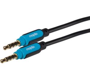 MAV35016 MAPLIN 3.5mm Aux Stereo 4 Pole Jack Plug to 3.5mm 4 Pole Jack Plug Cable 5m Black