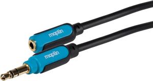 MAV35008-015 MAPLIN 3.5mm Aux Stereo 3 Pole TRS Jack Plug to 3.5mm Female Jack Plug Extension Cable - Black, 1.5m