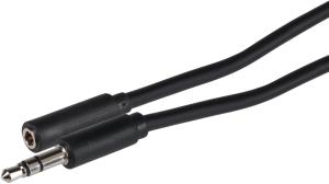 MAV35002-050 MAPLIN 3.5mm Aux Stereo 3 Pole TRS Jack Plug to 3.5mm Female Jack Plug Extension Cable - Black, 5m