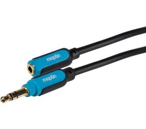 MAV35008-030 MAPLIN 3.5mm Aux Stereo 3 Pole TRS Jack Plug to 3.5mm Female Jack Plug Extension Cable - Black, 3m