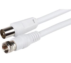 MAVFT001-020 MAPLIN F Type Male to RF Male Connector TV Satellite Aerial Coaxial Cable 2m White