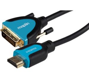 MAVHDV01-030 MAPLIN DVI-D Dual Link 24 + 1 Pin to HDMI Cable 3m Black