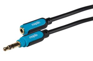 MAV35008-100 MAPLIN 3.5mm Aux Stereo 3 Pole TRS Jack Plug to 3.5mm Female Jack Plug Extension Cable - Black, 10m