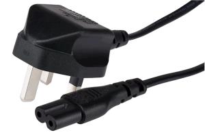 716PAM MAPLIN Power Lead IEC C7 Fig 8 2 Pin Plug to UK 3 Pin Plug - 0.5m, 3 Amp Fuse