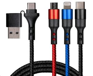 USB-C & USB-A to USB-C / Lightning / Micro USB 3-in-1 Braided Cable - 1.2m thumbnail