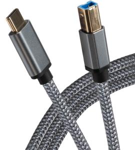 USB-C to USB-B Male Cable Braided 5m - Silver thumbnail