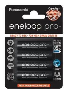 BK-3HCDE/4BE PANASONIC ENELOOP PRO 1.2V 2500mAh Ni-Mh Rechargeable AA Batteries - Pack of 4
