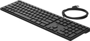 9SR37A6#ABB HP Wired Desktop 320K Keyboard (Bulk12) - Full-size (100%) - USB - Membrane - Black