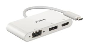 DUB-V310 D-LINK DUB-V310 - Adapter - 24 pin USB-C male to HD-15 (VGA), HDMI, DisplayPort female - 11 cm - 4K support