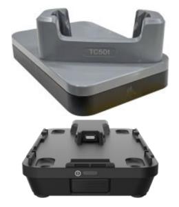 Ethernet ShareCradle to charge one TC501 device WITHOUT an exoskeleton. Sold Separately, USB-C Cable (CBL-EC5X-USBC3A-01), Country-specific 45W Power Supply Adaptor. RESTRICTED ITEM CLASS 4, REQUIRED CORRESPONDING CERTIFICATION. thumbnail