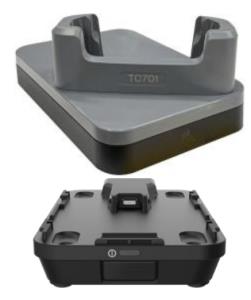 Ethernet ShareCradle to charge one TC701 device. Sold Separately, USB-C Cable (CBL-EC5X-USBC3A-01), Country-specific 45W Power Supply Adaptor. thumbnail