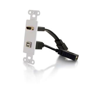 39702 C2G HDMI AND USB PASS THROUGH WALL PLATE - WHITE