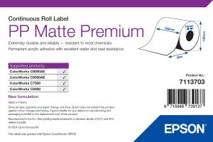 EU Product - Labels, Epson, Synthetic, PP Matte Label Premium, W: 105 mm, H: 55000 mm, D: 130 mm, C: 76 mm thumbnail