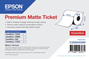 C33S045390 EPSON Premium Matte Ticket - Roll: 102mm x 50m. MOQ 12 rolls