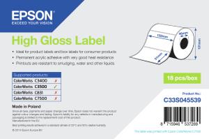 C33S045539 EPSON High Gloss Label - Die-cut Roll: 102mm x 51mm, 610 labels. MOQ 18 rolls