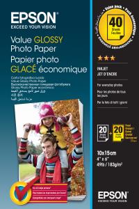 C13S400044 EPSON VALUE GLOSSY PHOTO PAPER 10X15CM 2X 20 SHEETS