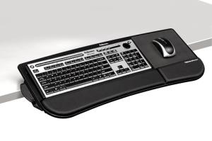 8060101 FELLOWES THE FELLOWES TILT N SLIDE KEYBOARD MANAGER ATTACHES TO YOUR DESKTOP EDGE WITHOUT
