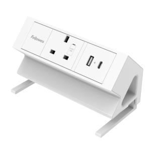 Power Desk 1 Socket, 1 USB-A and 1 USB-C Ports White thumbnail