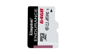 SDCE/64GB KINGSTON SDCE/64GB High Endurance micro SD Flash Memory Card, 64GB, Class 10, A1, UHS-I U1, Retail Packed