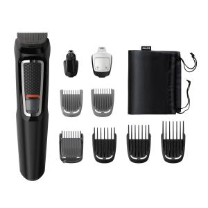 MG3740/15 PHILIPS MULTIGROOM Series 3000 9 tools 9-in-1 - Face and Hair - Black - Rectangle - Beard - Ear - Eyebrow - Moustache - Nose - Stainless steel - Battery - 60 min