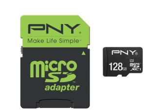 SDU12810HIGPER80-EF PNY MicroSD HIGH PERFORMANCE 80MB/s 128GB; SDHC CLASS 10 UHS1; 80 MB/s read; 20 MB/s write; SD adapter included
