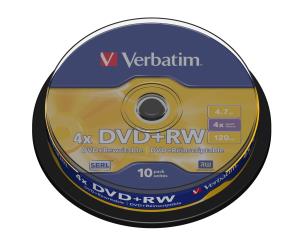 DVD+RW SERL 4.7GB 4X MATT SILVER SURFACE 10 PK SPIN thumbnail