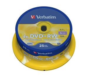 DVD+RW SERL 4.7GB 4X MATT SILVER SURFACE 25 PK SPIN thumbnail