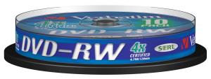 DVD-RW 4.7GB 4X MATT SILVER SURFACE 10 PK SPINDLE thumbnail
