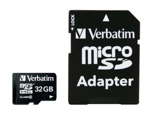 44083 VERBATIM 32GB Verbatim Premium U1 MicroSDHC Class 10 Card + adapter