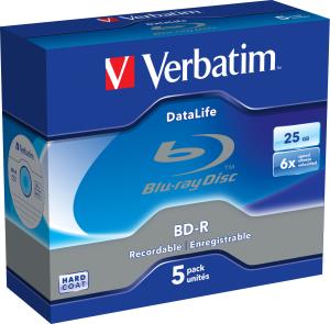 43836 VERBATIM BD-R Single Layer Datalife 25GB 6XWhite Blue 5 Pack