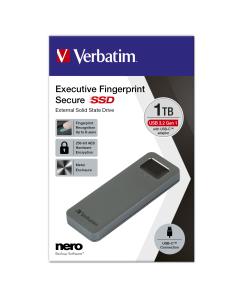 53657 VERBATIM Executive Fingerprint Secure SSD USB 3.2 Gen 1TB Gy