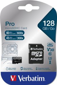 47044 VERBATIM Micro Sdxc Card Pro Uhs-3 128Gb Class10 inc Adaptor