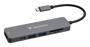 ESSENTIALS USB-C MULTIPORT HUB 6 PORT WITH CARD REA thumbnail