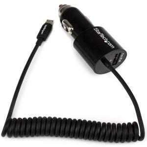 USBUB2PCARB STARTECH.COM Dual-port Car Charger - USB With Built-in Micro-USB Cable - Black                                   