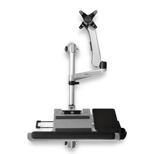 Wall Mount Workstation, Articulating Standing Desk w/ Ergonomic Height Adjustable Monitor Arm & Padded Keyboard Tray, 34