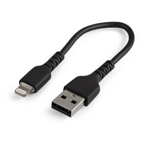 15cm(6 in) Durable Black USB-A to Lightning Cable, Heavy Duty Rugged Aramid Fiber USB Type A to Lightning Charger/Sync Power Cord, Apple MFi Certified iPad/iPhone 12 Pro Max - iPhone 7/8/11/11 Pro (RUSBLTMM15CMB) - Lightning cable - USB male to Lightning thumbnail