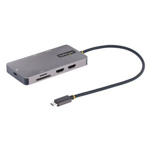 120B-USBC-MULTIPORT STARTECH.COM .com USB C Multiport Adapter, Dual HDMI Video, 4K 60Hz, 2-Port 5Gbps USB-A Hub, 100W Power Delivery Charging, GbE, SD/MicroSD, USB Type-C Mini Travel Dock, 12