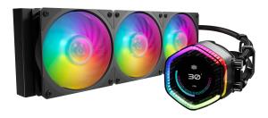 MLY-D36M-A24PZ-R1 COOLER MASTER MasterLiquid 360 ION ARGB Liquid CPU Cooler, 360mm, Dual Chamber Design, 3 x Mobius ARGB Fans, Customisable LCD Display,  Black