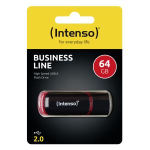 3511490 INTENSO 64GB USB2.0 - 64 GB - USB Type-A - 2.0 - 28 MB/s - Cap - Black - Red