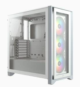 CC-9011205-WW CORSAIR iCUE 4000X RGB - Midi Tower - PC - White - ATX - EATX - micro ATX - Mini-ITX - Plastic - Steel - Tempered glass - Gaming