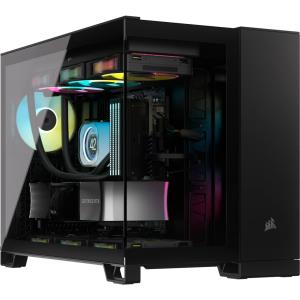 CC-9011265-WW CORSAIR 2500X Dual Chamber Gaming Case w/ Glass Side & Front, Micro ATX, Mesh Panels, USB-C, Asus BTF Compatible, Black