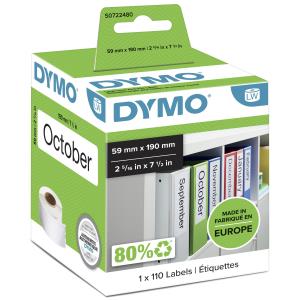 99019 59mm x 190mm Large Lever Arch Labels Black On White thumbnail