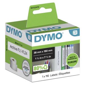 99018 38mm x 190mm Small Lever Arch Labels Black on White thumbnail