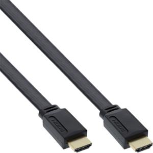 17005F INLINE INC HDMI-High Speed Flachkabel mit Ethernet - verg. Kontakte - schwarz - 5m